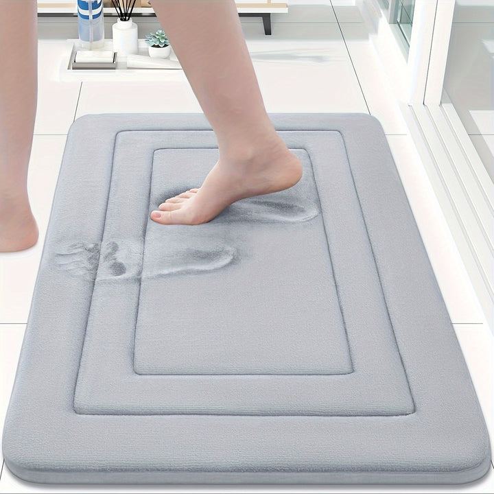 1pc SoftTouch Memory Foam Bath Mat, Non-Slip, Stain Resistant, Water Absorbent, Foot Massage, Rectangular Polyester Floor Rug with PVC Backing, 600gsm, 1.2cm Thick, for Bathroom, Kitchen, Laundry Room