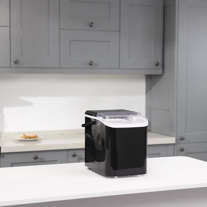 Upgraded Countertop Ice Maker with Free Ice Shovel, 9 Cubes in 6 Mins, Portable Self-Cleaning Ice Machine, 2 Sizes of Bullet Ice, Ice Scoop, Basket and Handle Included, Ice Cube Maker for Home Kitchen Party Camping