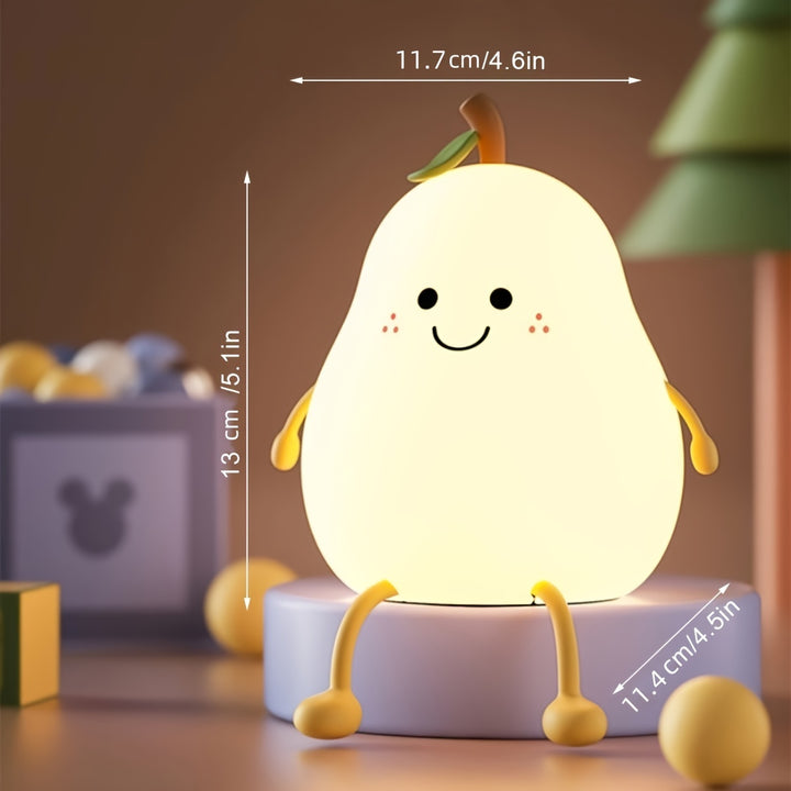 Charming Pear-Shaped LED Night Light with Touch Control - USB Rechargeable, Adjustable Brightness, Multiple Colors - Perfect for Bedroom Ambiance