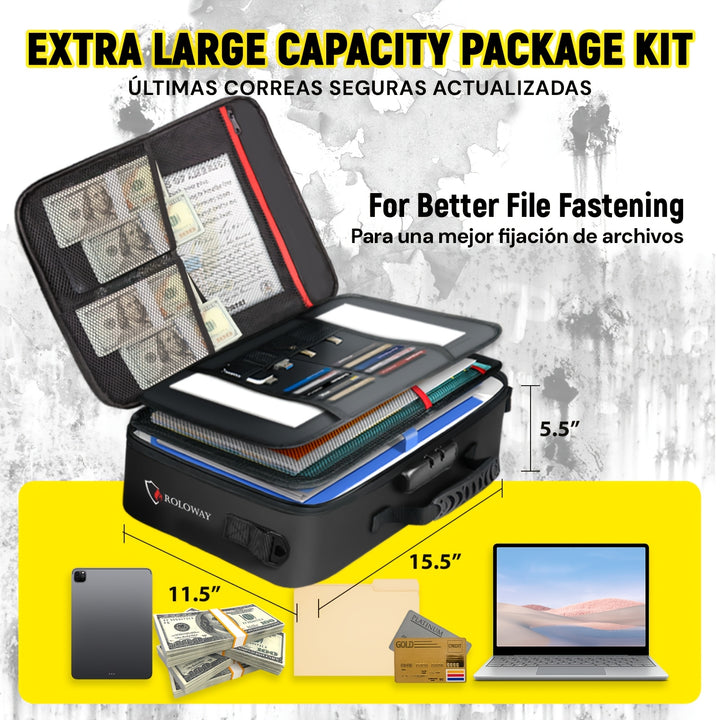 1 Pc Fireproof Document Bag With Lock & Reflective Strip (17 X 11.8 X 5 Inch), Important Document Storage Bag With Multi-Layer File Organizers Valentine's Day