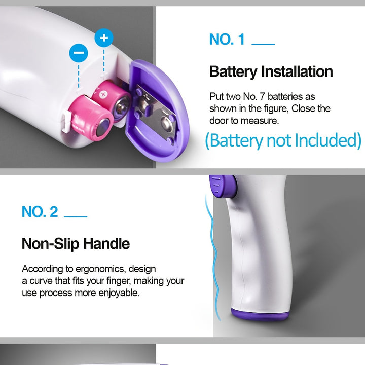 WWDOLL Infrared Forehead Thermometer for Adults - Non-Contact for Formula, Cold & Flu, And Body Temperature (Batteries Not Included, 2x4AAA Batt. Req.) - Accurate Sensor, Fast Response, Fever Alarm, Memory, LCD Display - Idea