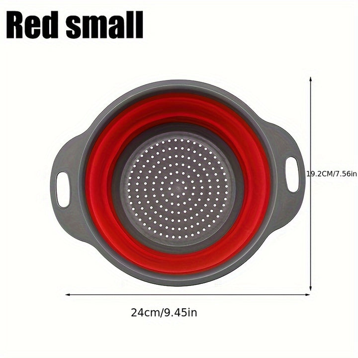 Silicone Kitchen Drain Basket Set - 1/2 Set, Collapsible, Round Funnel, 1 Large & 1 Small, Ideal for Draining Pasta, Veggies & Fruits