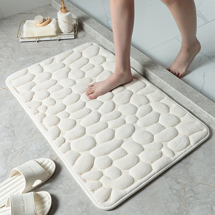 Coral Fleece Bath Rug, Non-Slip PVC Backing, Machine Washable, Low Pile, Flat Woven, Oblong Shape, 450gsm - Soft Comfort Bathroom Mat with Excellent Absorbency