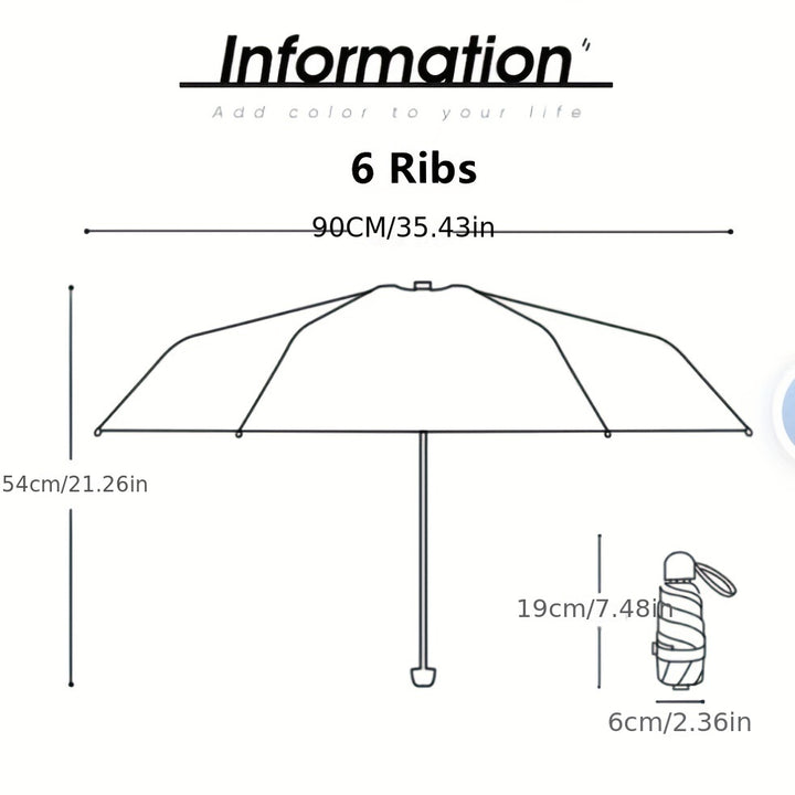 [6-Rib Compact Mini Umbrella Stylish] Mei Qi Lin Compact 6-Rib Mini Umbrella - High-Quality, Foldable Sun Protection with Stylish Design