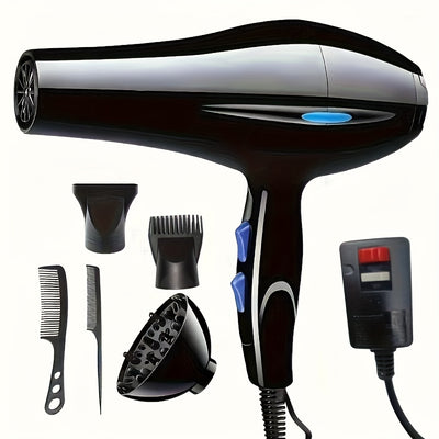 Fashionable Hair Dryer, Constant Temperature Control, 5 Heat Settings, Fast Drying, With Diffuser, Concentrator Nozzles, And Styling Accessories