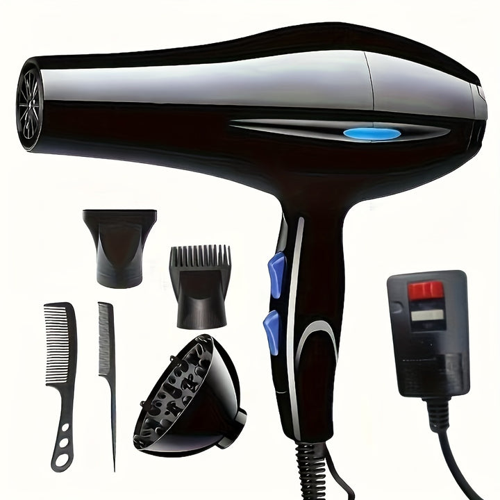 Fashionable Hair Dryer, Constant Temperature Control, 5 Heat Settings, Fast Drying, With Diffuser, Concentrator Nozzles, And Styling Accessories