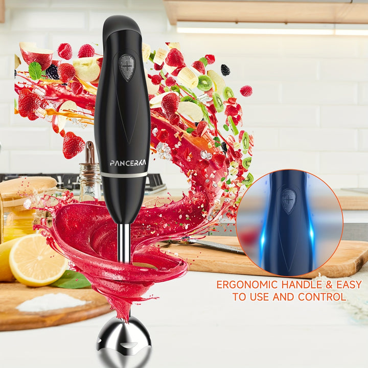 PANCERKA Powerful Immersion Blender, Electric Hand Blender 500 Watt, Detachable Base. Handheld Kitchen Gadget Blender Stick For Soup, Smoothie, Puree, Baby Food, 304 Stainless Steel Blades