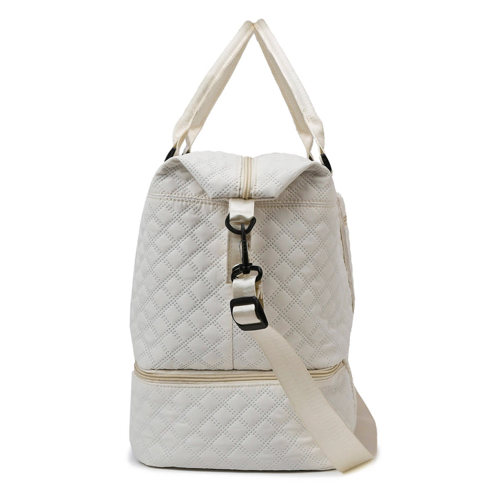 Large Capacity Water-Resistant Travel Duffle Bag - Fashionable Polyester Gym Yoga Tote with Adjustable Strap, Zipper Closure, Polyester Lining - Hand Washable