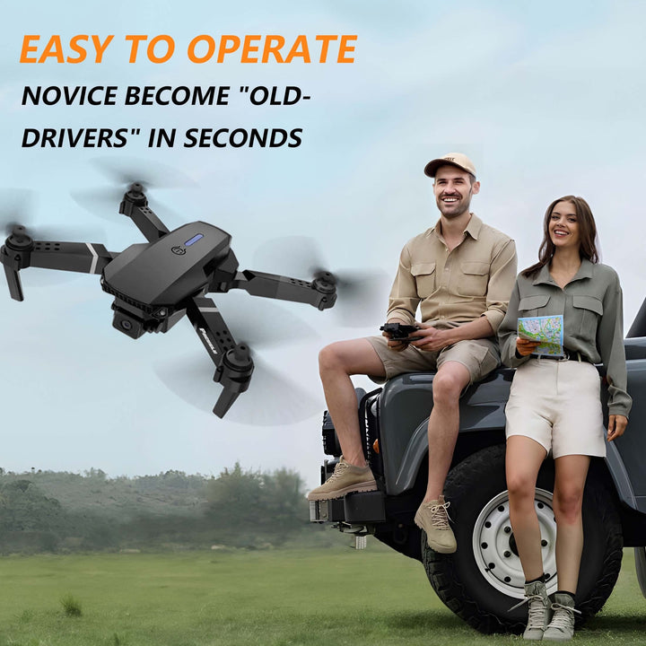 FACEGLE E88 Dual Camera Drone, Foldable Quadcopter with Wi-Fi, 480p Video Capture, 36V Battery, 5-Min Flight Time, 50m Max Altitude, 4m/s Max Speed, 30m Control Range, Ideal for Beginners, Perfect Gift for Christmas, Hallowee