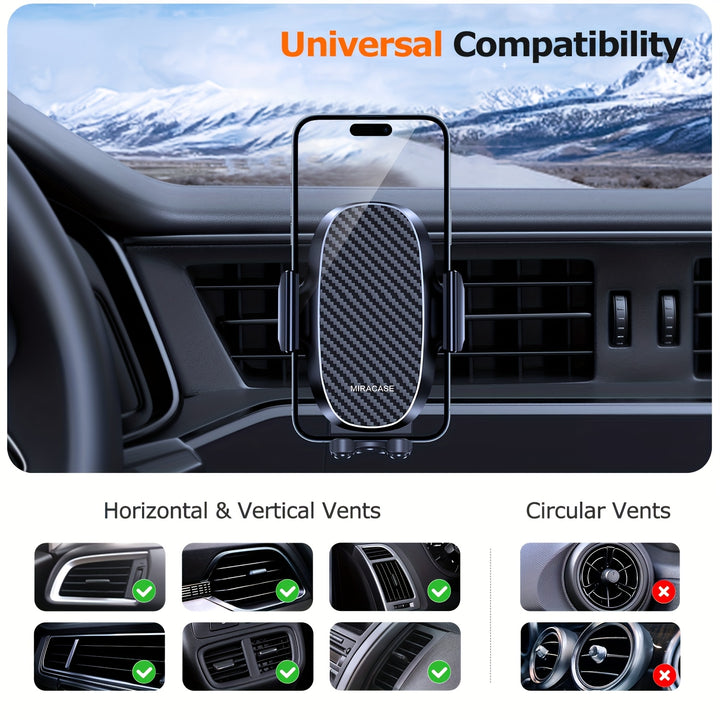 [3-in-1 Phone Holder] 3-in-1 Car Phone Holder Mount, Universal Cell Phone Holders for Your Car Dashboard Air Vent, Adjustable Car Phone Holders Fit for All Phones, By Miracase