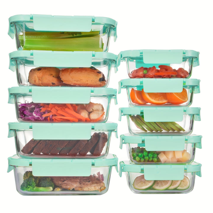 2/10 Stück Glas-Mahlzeitvorbereitungsbehälter Set, Lebensmittelaufbewahrungsbehälter mit luftdichten Deckeln, Glas-Lunchboxen für Zuhause, Küche, Büro-Lunch