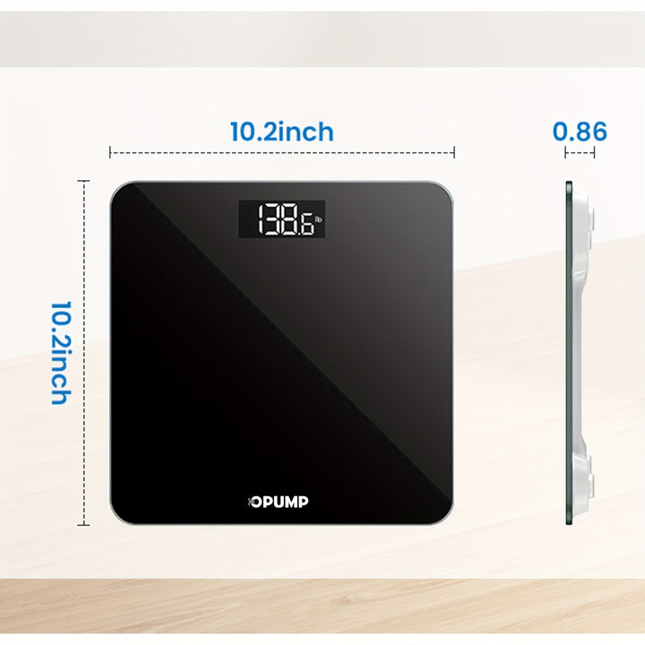 OPUMP High-Capacity Digital Weight Scale - Accurate, Safe & Easy-to-Read with Backlit LCD Display, Includes 3 AAA Batteries, Supports up to 400lbs, OPUMP