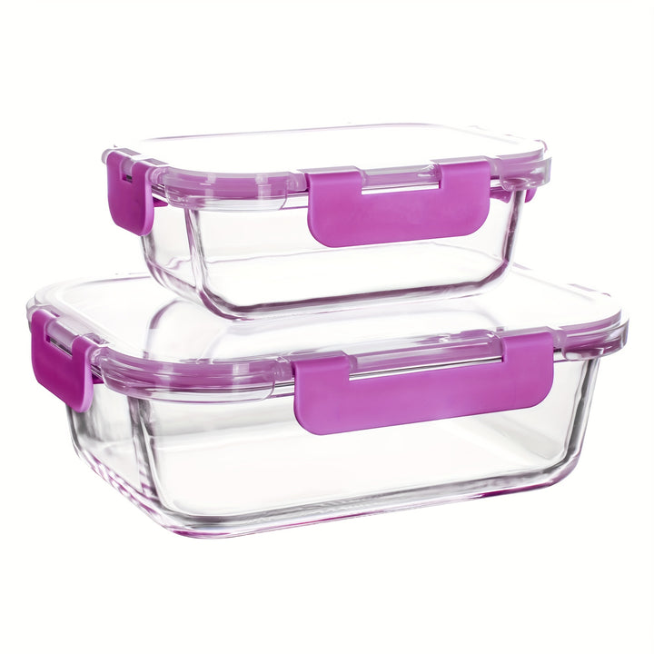 2/10 Stück Glas-Mahlzeitvorbereitungsbehälter Set, Lebensmittelaufbewahrungsbehälter mit luftdichten Deckeln, Glas-Lunchboxen für Zuhause, Küche, Büro-Lunch