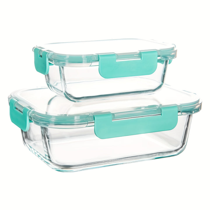 2/10 Stück Glas-Mahlzeitvorbereitungsbehälter Set, Lebensmittelaufbewahrungsbehälter mit luftdichten Deckeln, Glas-Lunchboxen für Zuhause, Küche, Büro-Lunch