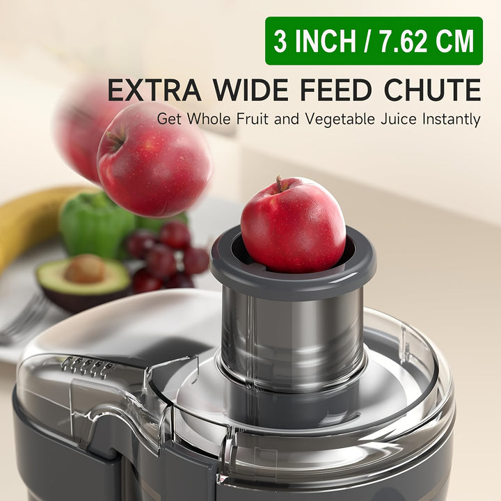 [500W Powerful Centrifugal Juicer] 500W Powerful Centrifugal Juicer Machine - Wide Mouth Feed Chute For Easy Fruit And Vegetable Extraction, Easy Cleaning, Stainless Steel, BPA-Free, Dishwasher Safe, Space-Saving Design, Perf