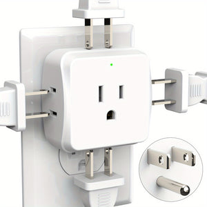 [5 Outlets Splitter Mini Extender] 1pc Mini Multi-Plug Wall Outlet Extender, 5 Outlets Splitter, Three-Way Plug Extender Multiple Outlet Adapter, Travel Essentials Power Outlet, Suitable For Home Office Cruise, White