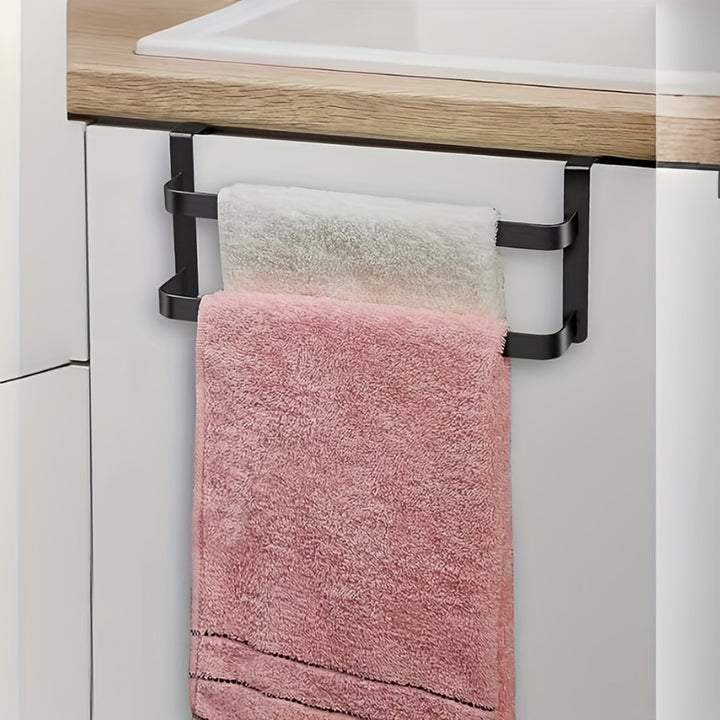 1pc/2pcs Kitchen Cabinet Towel Rack, Double Kitchen Towel Rack, Steel Cabinet Door Towel Rail, Bathroom Double Towel Rail Rack, Can Hold Hand Towels/Dish Towels And Towels, Shower Door Hanger