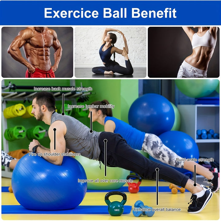 Exercise Yoga Ball For Workout Pilates Stability - Anti-Burst And Slip Resistant For Physical Therapy, Birthing, Stretching & Core Workout, Office Ball Chair, Flexible Seating, Home Gym