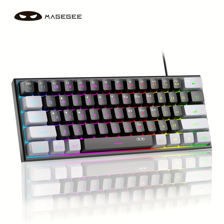 MageGee TS91 Mini 60% Gaming/Office Keyboard, Keycap Type Wired RGB Backlit Compact Computer Keyboard For Windows/Mac/Laptop