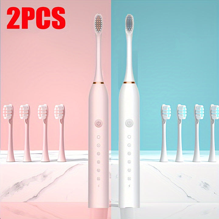 1/2 Set Super Whitening Series Soundwave technology Electric Toothbrush Adult Electric Toothbrush Set - 4 Brush Heads and USB Rechargeable Soundwave technology Toothbrush, Soft Toothbrush for Sensitive Gums and Teeth - 6 Inte