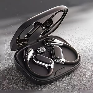 [Wireless Earbuds] High-Fidelity Wireless Earbuds with Digital Display Charging Case | Long Battery Life, Low Latency, Non-In-Ear Hook Design, Touch Volume Control, Built-in Mic, Type-C Charging, Compatible with Gaming & Mobi