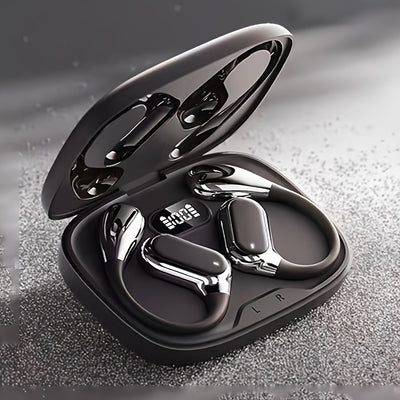 [Wireless Earbuds] High-Fidelity Wireless Earbuds with Digital Display Charging Case | Long Battery Life, Low Latency, Non-In-Ear Hook Design, Touch Volume Control, Built-in Mic, Type-C Charging, Compatible with Gaming & Mobi