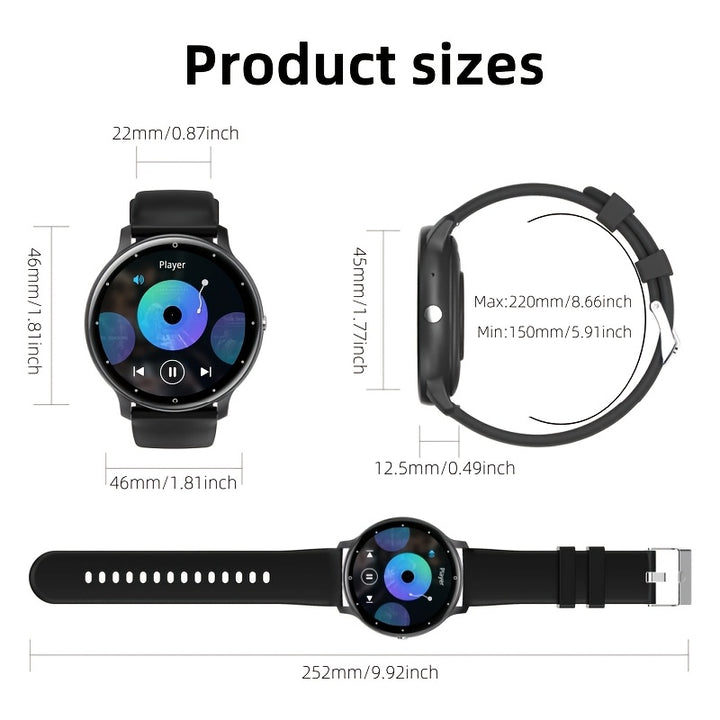 Givurao 2024 Smartwatch, Full Touch Screen, Fitness Tracker with Wireless Calling & Message Notifications, 100+ Sports Modes, Compatible with Android/iOS