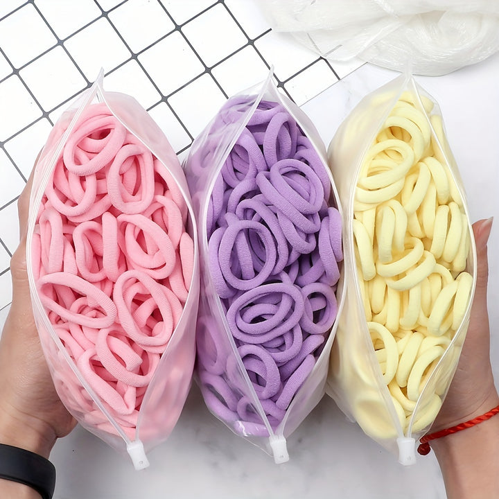 50pcs/Set Women   Basic Hair Bands 4cm Simple Solid Colors Elastic Headband Hair Ropes Ties Hair Accessories Ponytail Holder