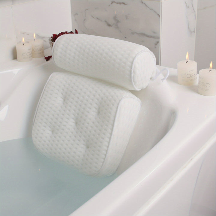 1pc Non-Slip Spa-like Bathtub Pillow for Neck and Back Support with Suction Cups Bathroom Accessories