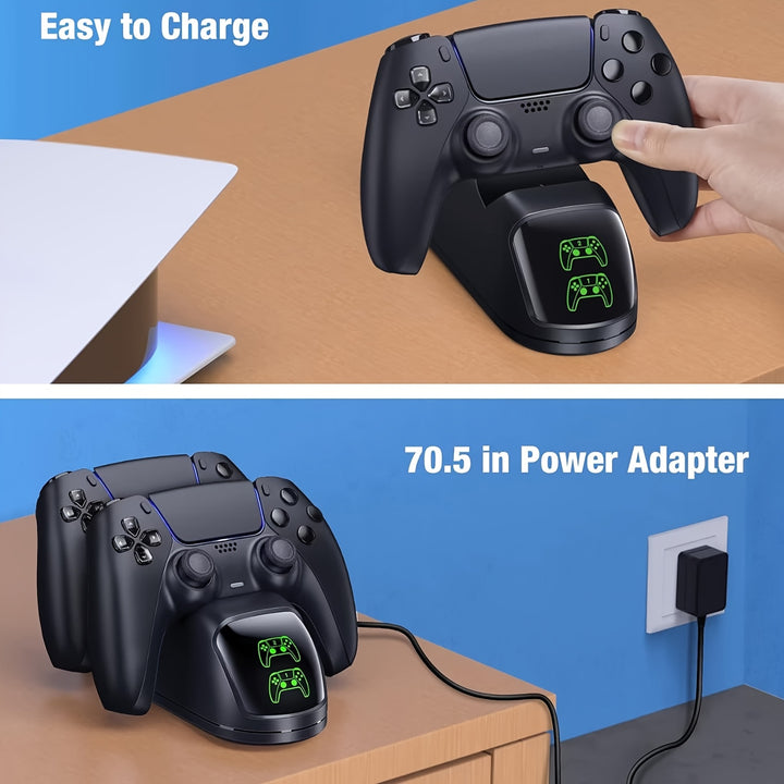 Ladestation für PS5-Controller, Dualsense-Controller-Ladegerät-Dock für PS5/PS5 Slim/PS5 Pro-Controller, Dual-Ladegerät-Zubehör mit Schnelllade-Kabel. Weihnachtsgeschenk