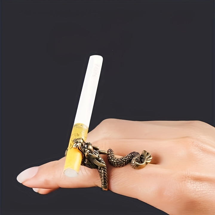 High Quality Metal Dragon Design 1 Stylish Cigarette Holder Ring - Unique Dragon Grip, Accessories for Smoking Lovers to Enhance Smoking | Dragon Design Rings | Detailed Dragon Design