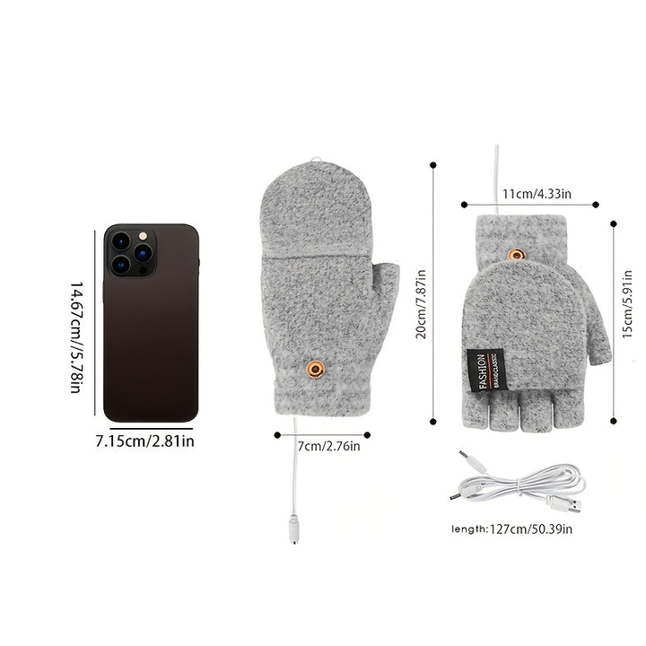 [Heated Fingerless] USB Heating Gloves | Knitted Fingerless | Washable Design | Winter Hand Warmth | Laptop Gloves