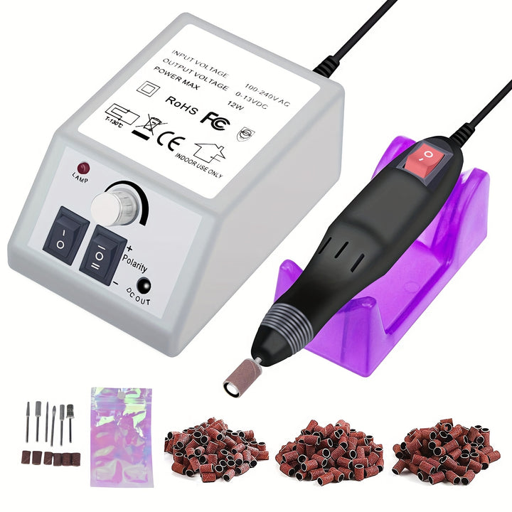 156pcs Professional Electric Nail Drill Machine Set - Low Noise, Vibration-Free, Adjustable Speed, LED Light, Ergonomic Design - For Acrylic Nail, Gel Art, Nail Polish Remover, Pedicure, Glazing, Polishing, and Grinding