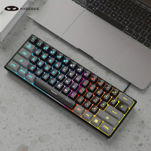 Clavier de jeu/bureau MageGee TS91 Mini 60%, type de touche rétroéclairé RGB filaire, clavier compact pour ordinateur Windows/Mac/portable