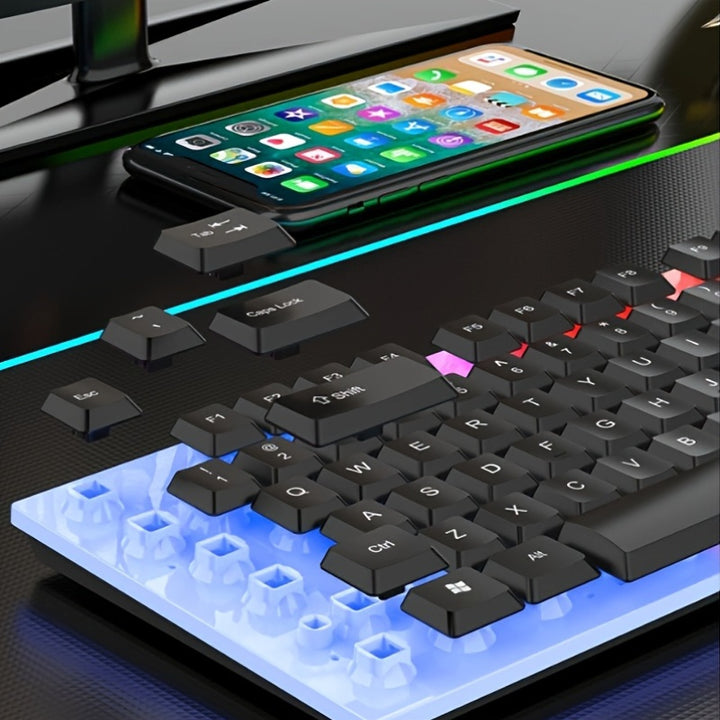 Combo de teclado y ratón RGB con 104 teclas, USB, con luces LED intensas, alfombrilla de ratón grande para PC, Mac, PS4, Xbox One.