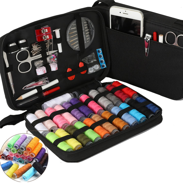 [BOBODE Sewing Kit] BOBODE 43/104pcs Sewing Kit - 24-Color Threads, Needle and Thread Kit for Small Fixes, Basic Mini Travel Sewing Kit for Emergency Repairs, Color: Black, No Printing