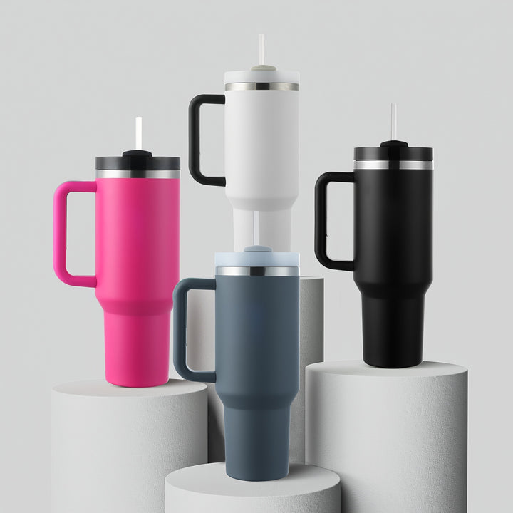 40oz Christmas-Gift Stainless Steel Tumbler with Handle & Straw Lid - Leak-Proof, Insulated Travel Mug for Hot And Cold Beverages, Keeps Drinks Cold for 24 Hours & Hot for 12 Hours