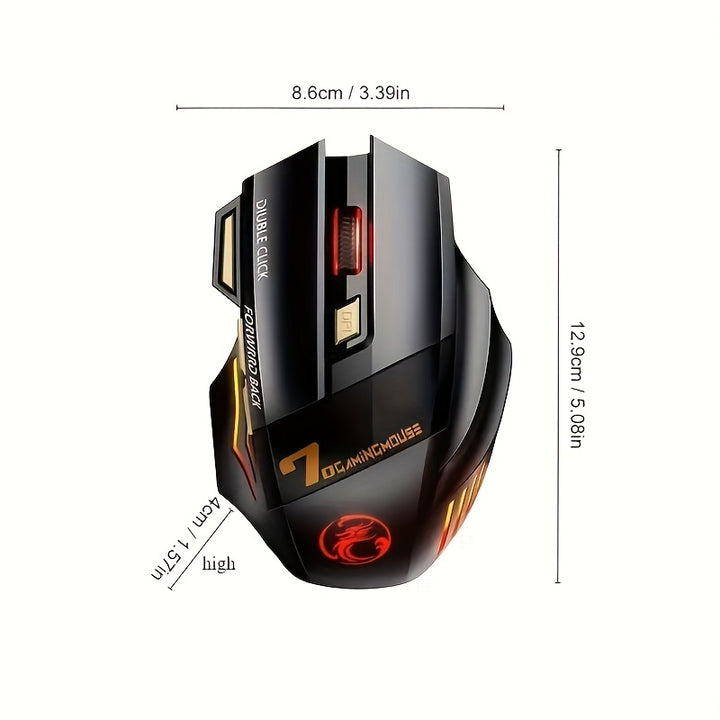 Rechargeable Wireless Gaming Mouse with RGB Backlight, Ergonomic Silent Mice for Laptop PC, Adjustable DPI, USB Charging - ELFO LARANJA, Computer, Gamer