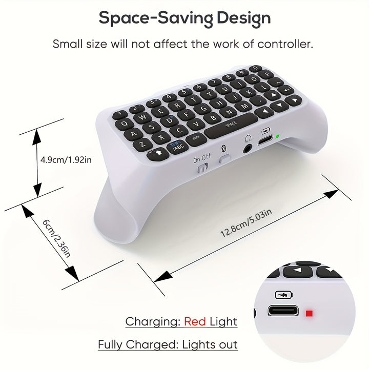 Teclado Controlador Sem Fio para PS5, Gamepad Mini Portátil BT 3.0 com Alto-falante Integrado e Conector de Áudio de 3,5MM, Bateria de Polímero de Lítio Recarregável, Placa de Chat de Voz para Mensagens e Chat Ao Vivo em Jogos