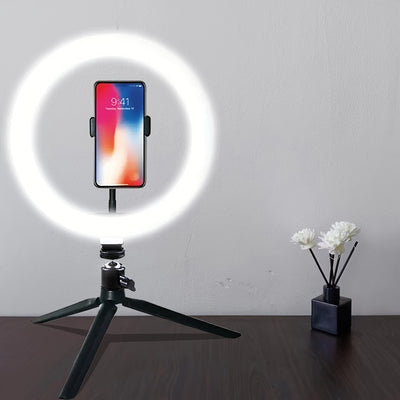 25.4 Cm LED Ring Light With Tripod And Phone Holder, Adjustable Phone Holder With Dimming Function, Suitable For YouTube Videos, Photography, Selfies, Vlog, Makeup, Live Streaming