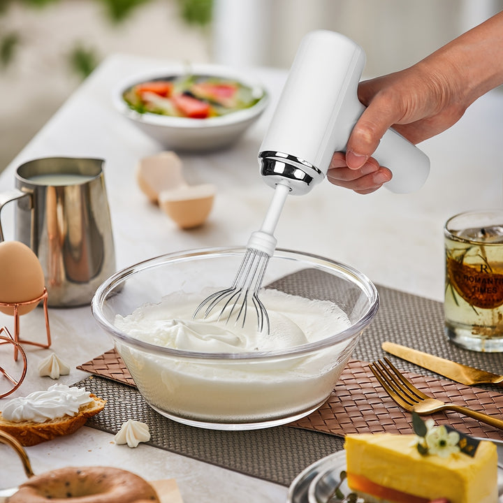 [Portable Electric Whisk Mixer] 1pc HOTU Handheld Electric Eggbeater & Whisk - USB Rechargeable, Cordless, Portable, Lightweight, Easy-to-Use Hand Mixer for Baking Cakes, Cookies, Muffins - Ideal for Home Bakers & Professiona