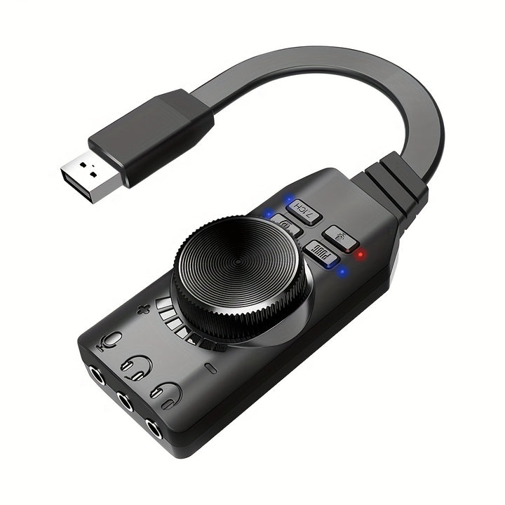 7.1 Channel External USB Computer Game Audio Card For Gaming External USB 3.5mm Adapter Audio Card Plug And Play PC Laptop