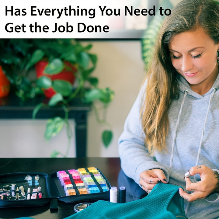 Sewing Kit With 100 Sewing Supplies And Accessories - 24-Color Threads, Needle And Thread Kit Products For Small Fixes, Basic Mini Travel Sewing Kit For Emergency Repairs