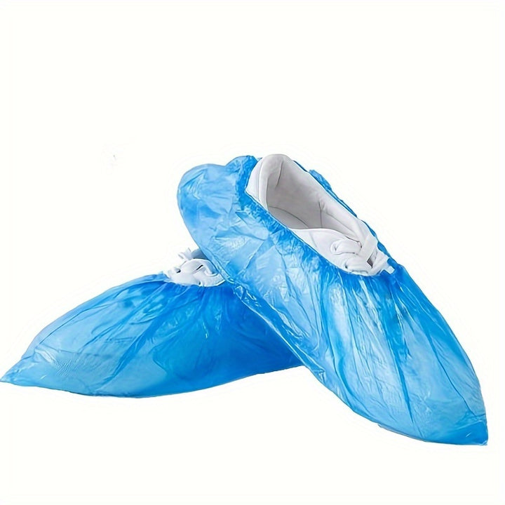 Disposable Plastic Boot & Shoe Covers (100 Pieces) - Durable, Water-Resistant, Non-Slip Protective Footwear for Cleaning, Travel, Hotels