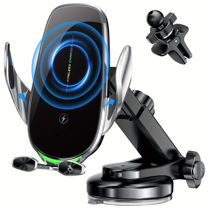 Wireless Car Charger Mount, YITUMU 15W Qi Fast Charging Automatic Clamping Car Phone Holder, Dashboard Air Vent Phone Holder, Compatible With IPhone 14 13 12 11 Pro Max Xs, Compatible With Samsung, S10+ S9+ Note 9, Etc...