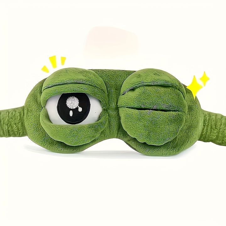 1 Cute Frog Cartoon Sleep Mask - Soft & Comfortable Stretch Eye Mask for Napping, Traveling & Resting - Battery-Free, Electricity-Free, Perfect for Youngsters & Adults