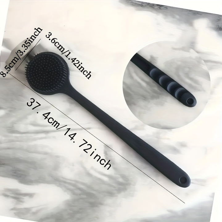 The Long -handed Silicone Bathing Brush In Line With Ergonomics -soft, Non -irritating Bristles, Deep Cleaning And Mild Massage, Sterile, Easy To Clean, Enhanced Soap Or Gel Produce Foam, Suitable For All Skin Types Of Durabi