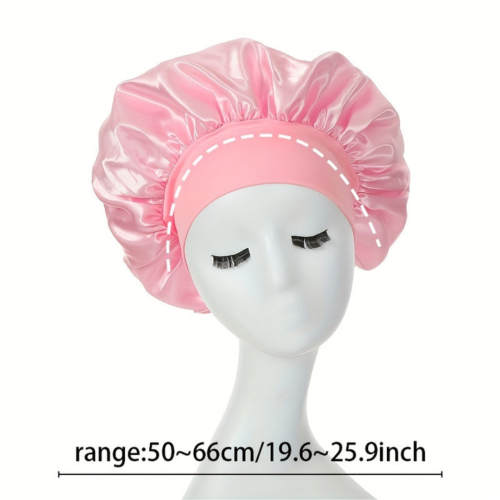 1 pieza de Bonete de Satén Sedoso para Cabello Rizado - Gorro de Noche de Banda Ancha para Niñas y Mujeres - Funda para el Cabello Suave y Cómoda para Dormir y Estilizar