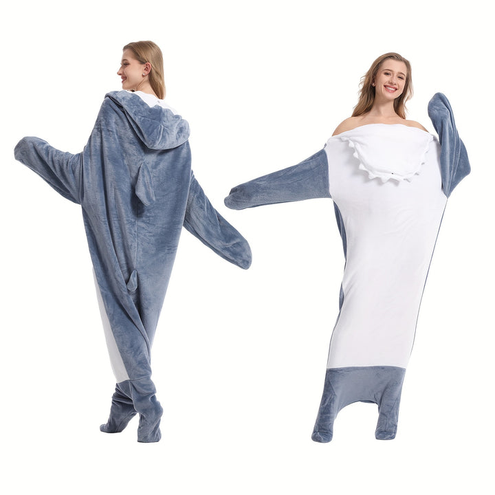 Vintage Style Shark Blanket - Cozy, Machine Washable Polyester Onesie | Unique Christmas Gift for Adults