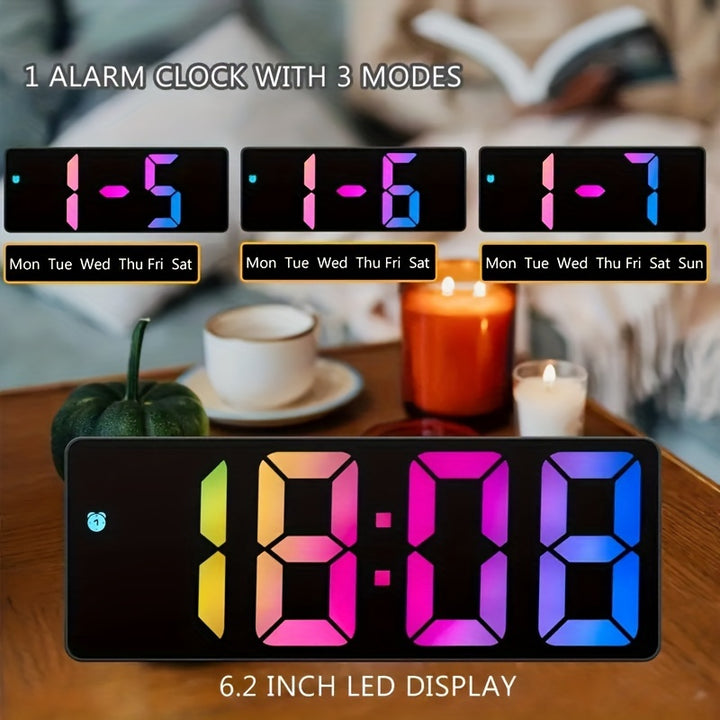 LED Digital Alarm Clock with Temperature Display - 3-Level Brightness, Silent Operation, USB Powered - Perfect for Bedroom & Home Decor